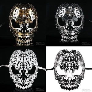 Vollgesicht leichter Metallschädel - Tag der Toten Maskeradenmaske - exquisiter Schädel - Bild 1 von 13