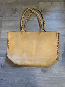 Borsa tote vintage grande fatta a mano in pelle pesante sopra punto 20"X13"X5" borsetta - Foto 1 di 5