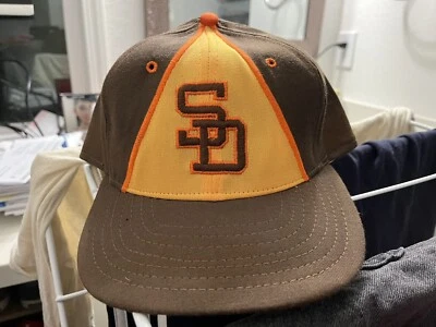 VTG Roman Pro San Diego Padres Taco Bell Panel Fitted 7 5/8 Hat Cap 80s Leather - Image 1 of 4