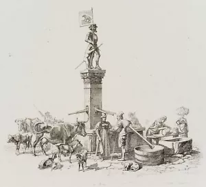 J. KLEIN (1792-1875), Brunnen in Bern, 1820, Rad. Romantik Architektur 1800-184 - Bild 1 von 4