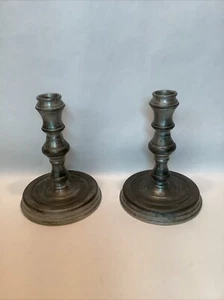 2 Towle Newburyport Pewter Candlesticks Colonial #7637 5 3/4"Vintage Patina USA - Picture 1 of 4