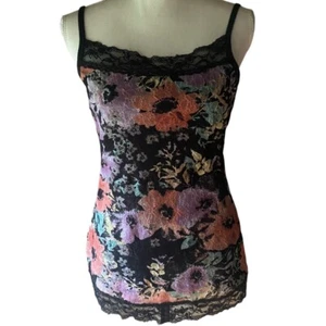 Maurices Black Floral Lace Trim Camisole Tank Top Purple Y2K Whimsigoth Fairy M - Picture 1 of 11