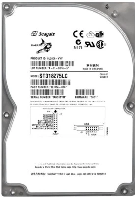 FESTPLATTE SEAGATE BARRACUDA 18LP 18.2GB 7200U/min SCSI ULTRA2 ST318275LC 3.5'' - Bild 1 von 3