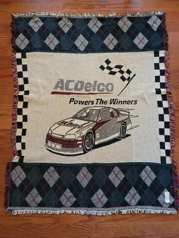 Vintage Rare Throw Blanket AC Delco Nascar 53x45" Hard to Find Cover