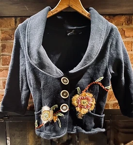 NICK & MO BOHO PATCH SHORT CARDIGAN~womens Small - Picture 1 of 4