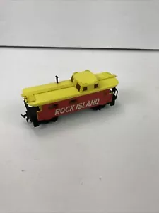 Tren de ferrocarril de juguete vintage TYCO Rock Island caboose escala HO rojo amarillo blanco - Imagen 1 de 12