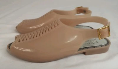Womens MELISSA + JASON WU Peep Toe Cut-Out Slingback Flats Jelly Sandals Size 5 - Image 1 of 4