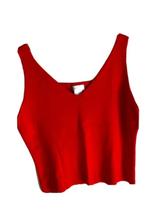 Willi Smith Red Cropped Cotton Sweater Tank XL  NEW - Image 1 of 4