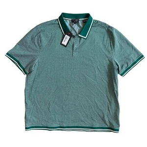 TED BAKER Geo Textured Short Sleeve Polo Shirt Regular Dark Green Sz6 US 2XL NEW - Picture 1 of 12