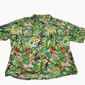 Aloha Republic 4XL Jungle Print Hawaiian Shirt Parrot Toucan Gorilla Cotton Made - Picture 1 of 8