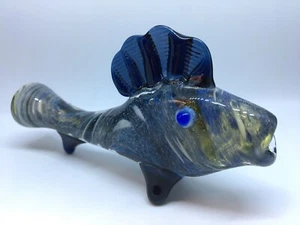 USA MINI BOWL DICHRO 3.5” FISH HAND PIPE HITTER CHILLUM BLOWN GLASS SPOON HEAVY - Picture 1 of 12