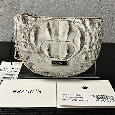 Brahmin GRIS MÁS JUSTO MELBOURNE Cuero BRITT Monedero Cartera/Cartera Dije Foto 1 de 4
