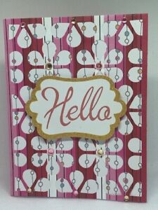 Handmade "HELLO" Floral 4" X 6" Whimsical Greeting Card & Envelope
