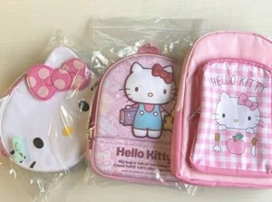 Sanrio Hello Kitty Rucksack Bag Backpack 3 Set Pink Face Plush Japan Kawaii Rare - Picture 1 of 12