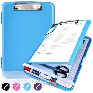 Blue Clipboard with Storage Heavy Duty,Clip Boards 8.5x11 with Pen Holder, Hi... - Picture 1 of 7