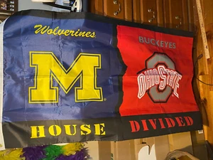 Ohio State vs Michigan House Divided 3x5 Flag Banner One Sided - Picture 1 of 3