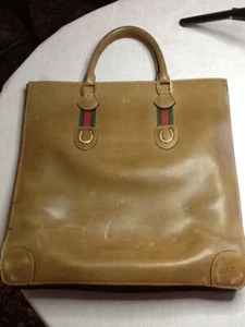 BOLSO DE MANO GUCCI DE COLECCIÓN #BREV.N.53291 BRONCEADO CON ZAPATO DE CABALLO A MANGO DORADO GH 82223L - Imagen 1 de 24