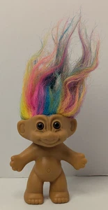 Vintage Russ Troll Puppe Figur mit Regenbogenhaar und braunen Augen 3 cm - Bild 1 von 10