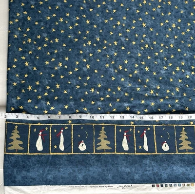 Moda Pieces From My Heart by Sandy Gervais Whimsical Snowman Border Print OOP - Image 1 of 3