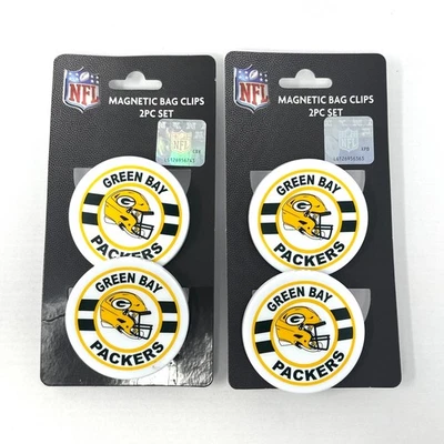 NFL Green Bay Packers Magnético Redondo Bolsa Clips Juego de 2 piezas con Logo Nuevo Foto 1 de 4