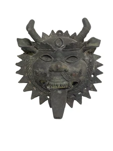 1960 Antik Indien Ethno Messing Gesichtsmaske Gott Shiva Yali Kirti Mukha Sammlerstück - Bild 1 von 6