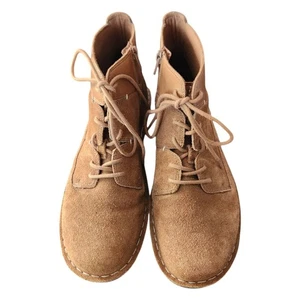 Clarks Brown Tan Suede Leather Ankle Boots Women's Size 9.5 Boho Lagenlook - Picture 1 of 12
