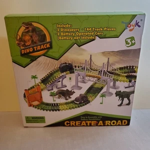 Juego de 144 piezas Create A Road Dinosaur Race pista flexible y con 2 dinosaurios y coches - Imagen 1 de 7