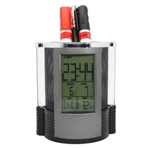 Pen Holder, LCD Display, Temperature and Humidity Monitor, Business Card Stand - Picture 1 of 5