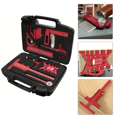 Aluminum Alloy Woodworking Tool Set Multi Function Square Angle Dovetail Rulers - Image 1 of 4
