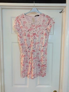 George Girls 12-13 years summer Flamingo playsuit 100% cotton - Picture 1 of 21