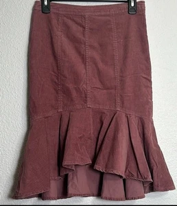 Pilcro & The Letterpress Corduroy Ruffle Hem Skirt Size 8 Boho Western Cottage - Picture 1 of 6