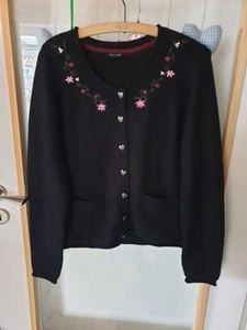 Esmara Süße Trachten Strickjacke Gr. 38 / 40 Schwarz mit Blumen bestickt - Bild 1 von 13