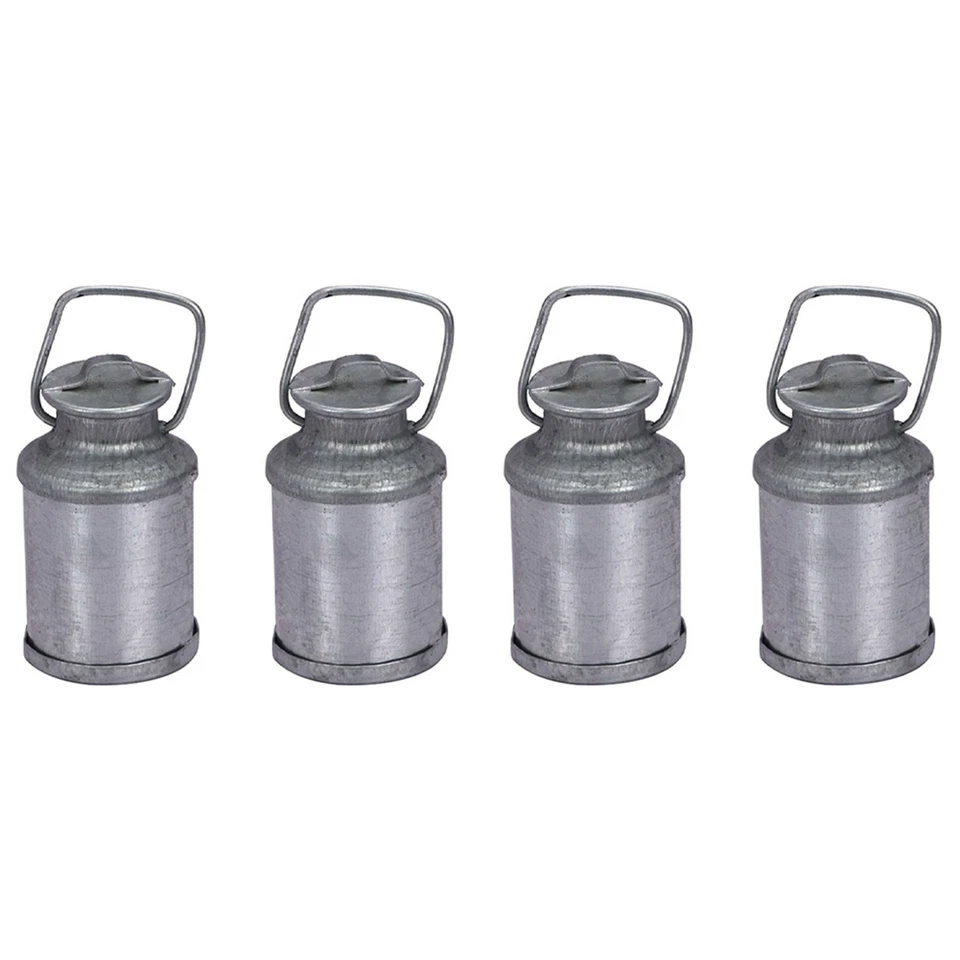4X  Simulato Farm Latte nel Metallo Bollitore Pentola 1:12 Casa Delle Bambo6354 - Immagine 1 di 1