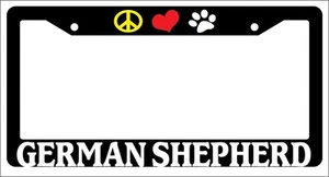 Black License Plate Frame Peace Love Paw German Shepherd Auto Accessory 397 - Picture 1 of 1