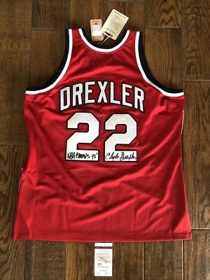 Clyde Drexler Signed Mitchell Ness Blazers Authentic Jersey NBA Champ 95 JSA - Image 1 of 4