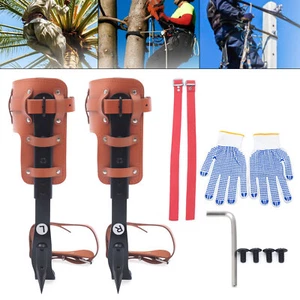 Adjustable Tree Climbing Spike Set Pole Climbing Spurs Steel Climber Strap Gaffs - Picture 1 of 14