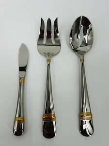 3 Pc Oneida ASTRAGAL Stainless 18/10 Serving Slotted Spoon Fork Butter Knife NEW - Picture 1 of 2