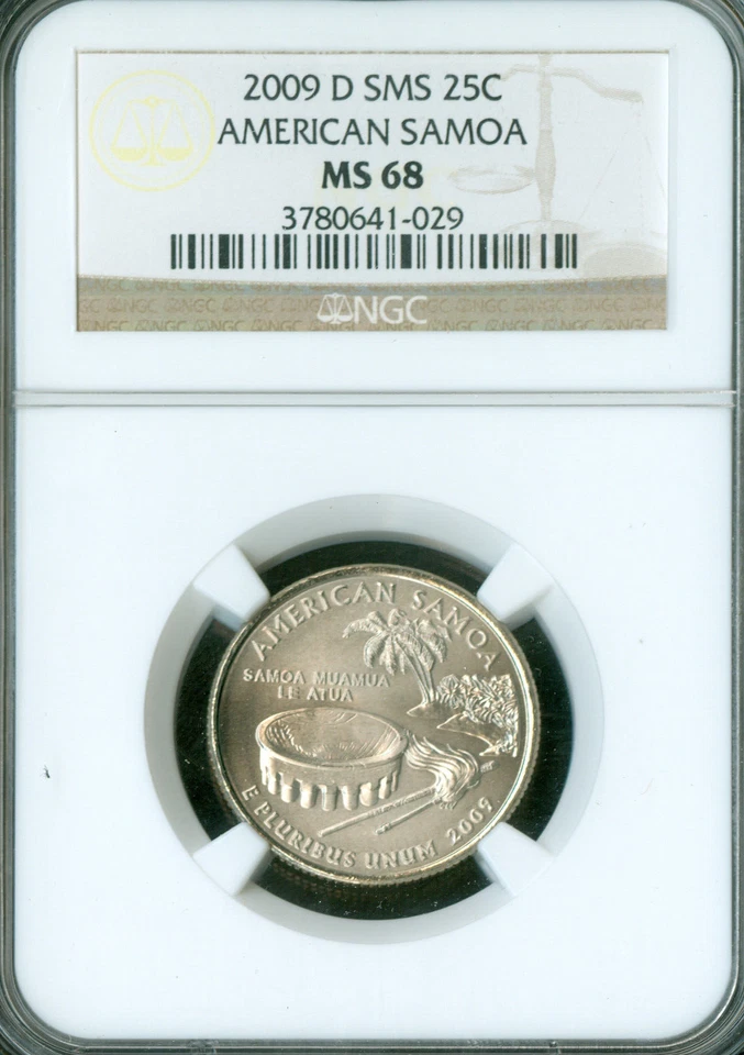 2009 D AMERICAN SAMOA QUARTER NGC MS68 SMS  . - Image 1 of 2