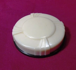 Antique Small Art Deco Celluloid rouge container with screw top 1.5" across - Picture 1 of 4