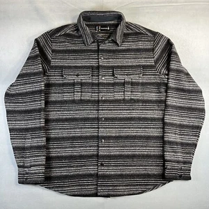 SmartWool Anchor Line Shirt Jacket Mens XL Gray Merino Wool Striped Snap Button - Picture 1 of 8