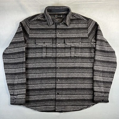 SmartWool Anchor Line Shirt Jacket Mens XL Gray Merino Wool Striped Snap Button - Image 1 of 4
