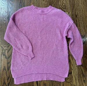 American Eagle Women's Oversized Chunky Knit Pink Crewneck Sweater Size XS EUC - Picture 1 of 8