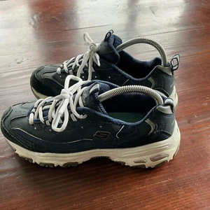 Skechers D'Lites Athletic Sneakers Womens Size 8.5 Blue Leather Lace Up SN11936 - Picture 1 of 9
