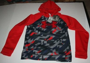 New Under Armour Boys Hoodie Youth XL Red Logo Athletic Storm - Picture 1 of 3