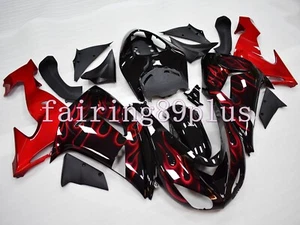 Black Candy Red Flame ABS Injection Fairing Kit Fit for 2006 2007 Ninja ZX10R - Picture 1 of 7