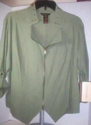 Chaqueta de cena verde para dama de varios, talla PXL, cierre de cremallera, hoja enrollada Foto 1 de 4