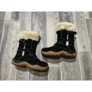 Salomon Lhasa Winter Boots Womens 7 EU 38.5 Black Suede Faux Fur Lined Contagrip - Picture 1 of 4