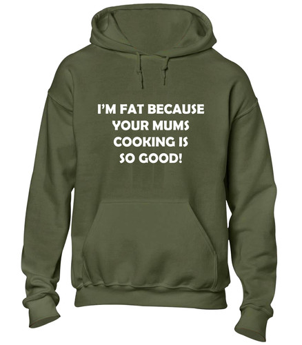 RHUDE FELPA CON CAPPUCCIO CON CAPPUCCIO I'M FAT PERCHÉ LE TUE MAMME DA CUCINA DIVERTENTE STAMPATA SCHERZO DESIGN RUDE