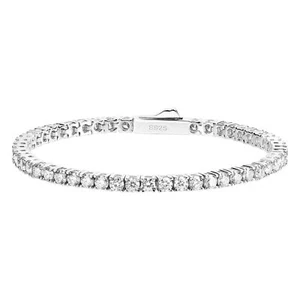 18K White Gold Plated Silver Bracelet 5.20 TCW Moissanite D/VVS Elegant Jewelry - Picture 1 of 44
