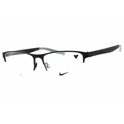 Nike Para Hombre Anteojos Negro Satinado/Negro Mate Medio Borde Marco de Metal NIKE 8153 001 Foto 1 de 2